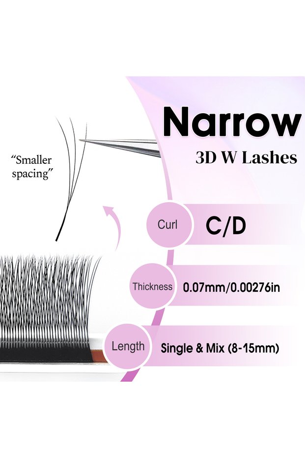 Mix 8-12mm 0.07mm D narrow 3d CoMango Narrow 3D W Shaped Natural Black Eyelashes Extensions 0.07/0.1