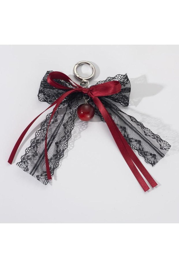 A1 Y2K Trendy Lace Ribbon Bow Keychain Sweet Cool Girly Keyring Bag Pendant Key Hanging Deco
