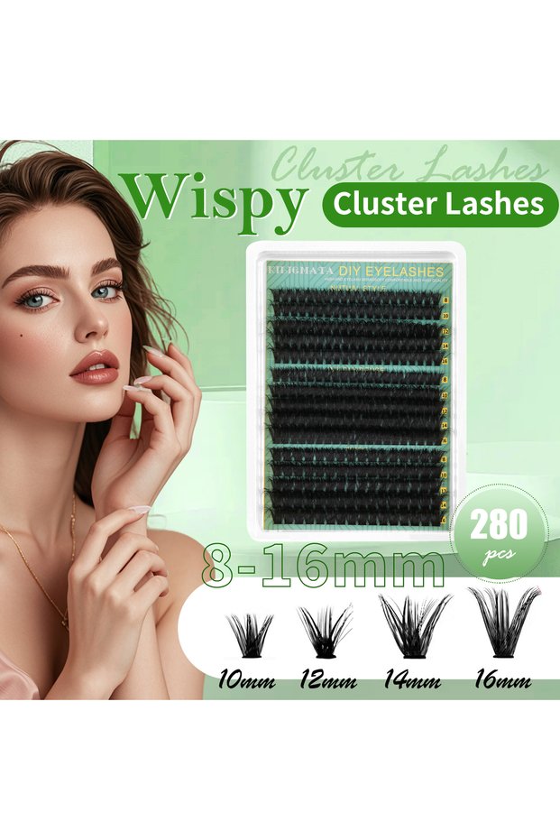6080100D 280Pcs Wispy Lash Clusters 8-16mm D Curl Individual False Eyelashes DIY Eyelash Extensions