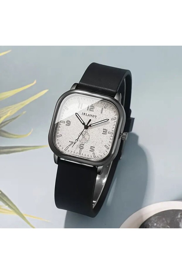 black gray Fashion Square Women's Watch Casual Silicone Strap Quartz Watches Sports Wristwatch For M