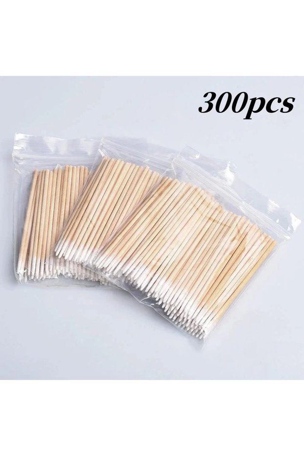 White-300pcs 100/300/500 Nails Wooden Tip Cotton Stick Buds Disposable Ultra-Detail Corrector Nail P