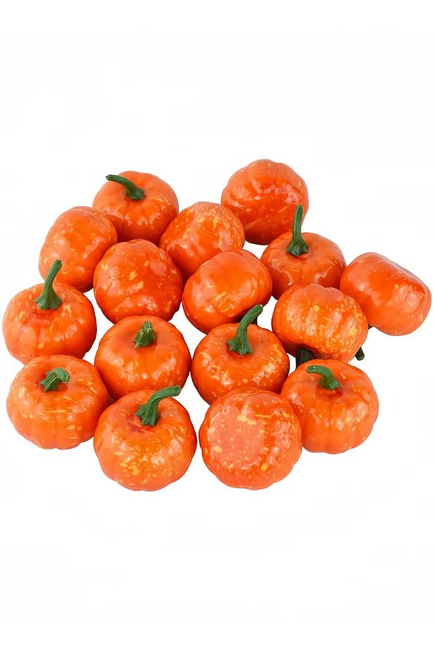 16Pcs Artificial Lifelike Simulation Mini Pumpkins Fake Fruit for Festival Halloween Thanksgiving House Kitchen Decoration