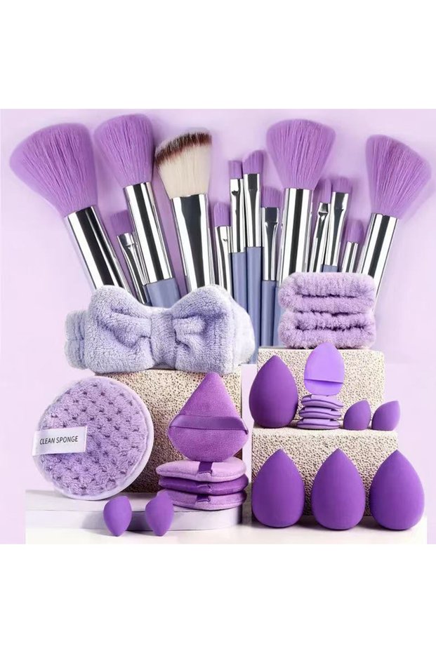 33pcs purple 13/33pcs Professional Makeup Brush Set with Accessories for Combination Skin- Featuring