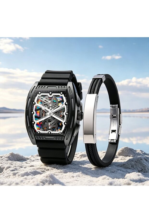 No Black 2pc Handsome Men's Quartz Watch Valentine's Day Birthday Father's Day, Gift Eid Al Adha to