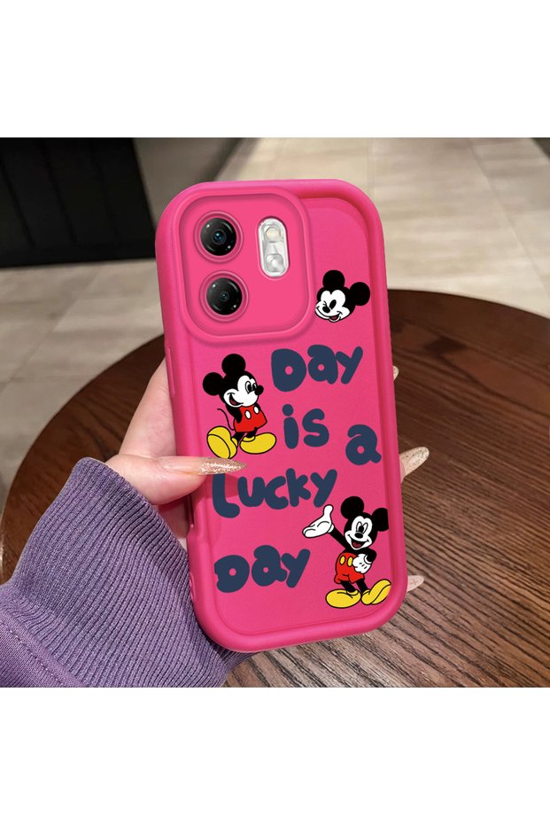 Infinix Smart 9 Compatible Pink Red Silicone Cartoon Pattern Case Shockproof Camera Protection