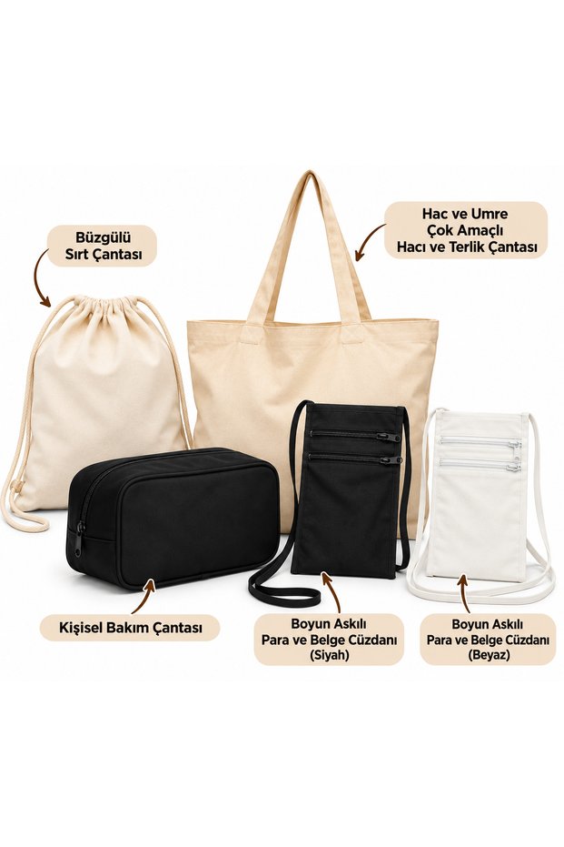 5-Piece Practical Bag and Wallet Set for Hajj and Umrah