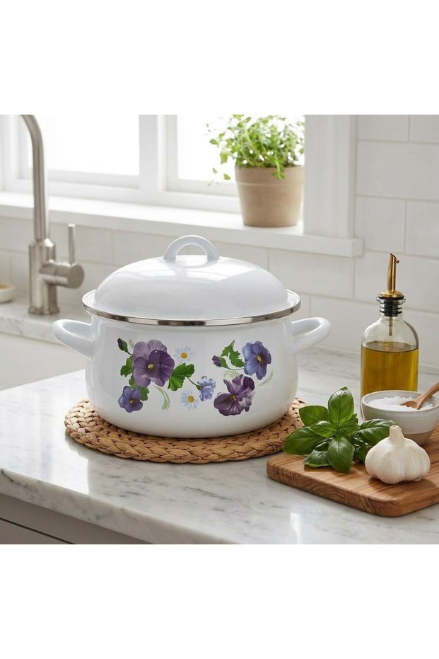 22 cm 4 Liter Purple Violet Enamel Pot