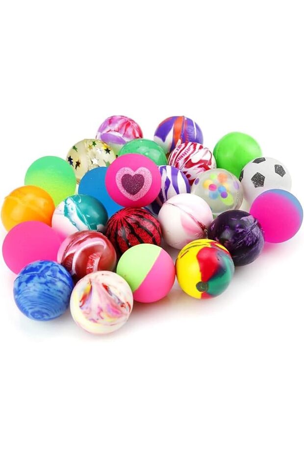 30 Pcs Bouncy Balls Bulk Mixed Pattern High Bouncing Balls (25 mm)