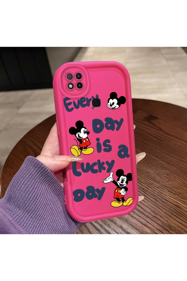 Redmi 9C/10A Compatible Pink Red Silicone Cartoon Pattern Case Shockproof Camera Protection