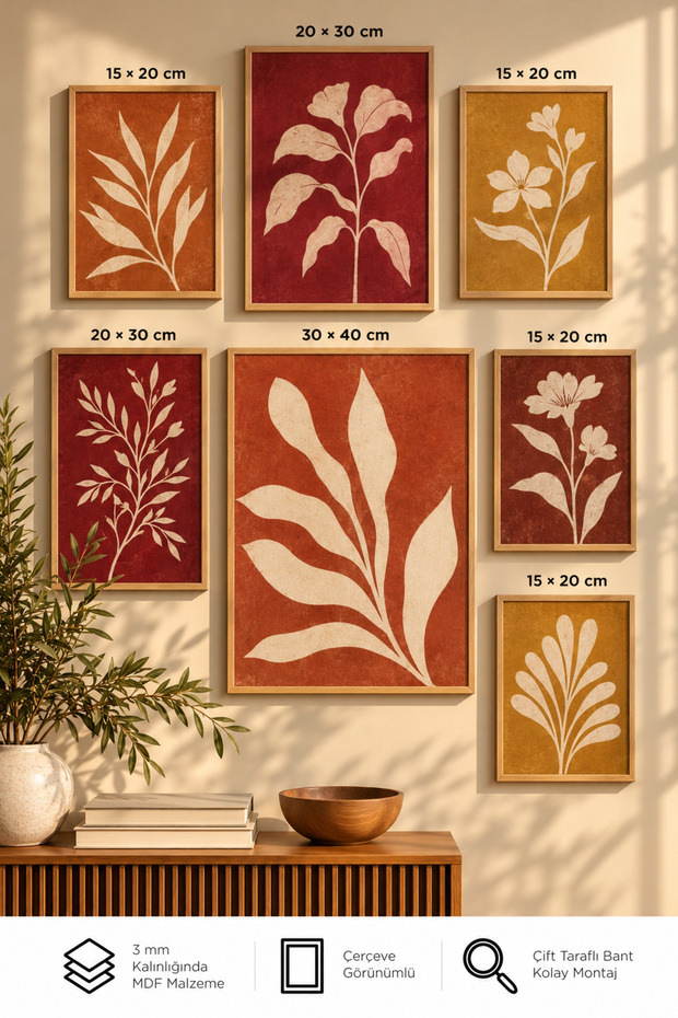 7-Piece Frame-Looking Modern Painting Set | Retro & Pop Art | Living Room, Office, Kitchen and Study Room Wall Decor