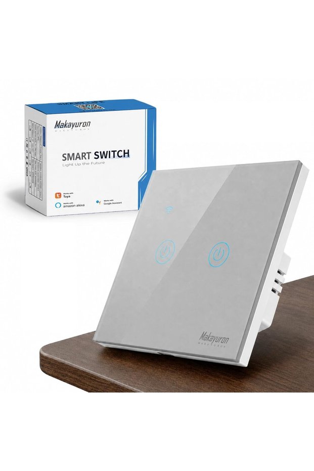 TuyaSmart WiFi Touch Switch (التحكم الصوتي) – Alexa & Google Voice Control, Dual-Control (التحكم الم