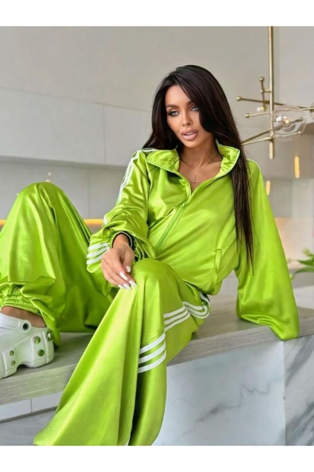 Silk Satin Zippered Top and Bottom Set