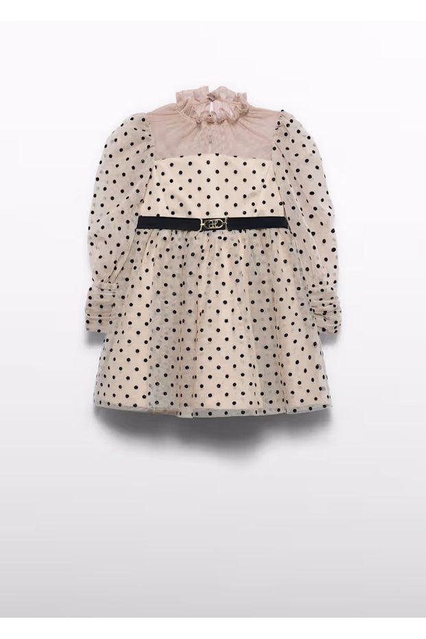 Girl's Polka Dot Belted Tulle Dress 5532