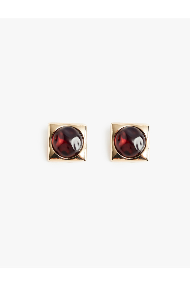 Stone-Encrusted Square Earrings