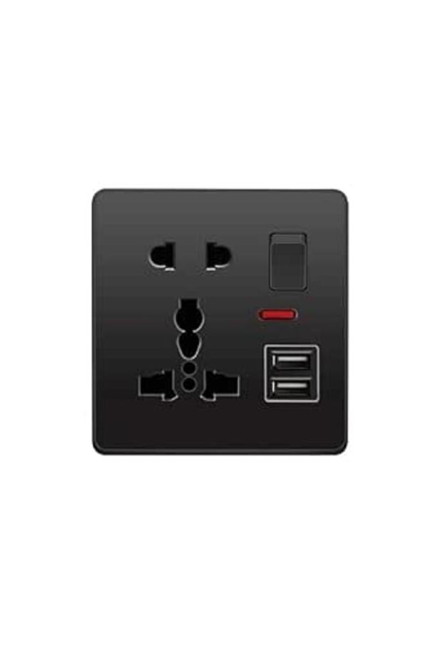 مقبس حائط، مفتاح متعدد الوظائف، ومنفذين USB عالميان، مقاوم للعبث، محول طاقة للشحن