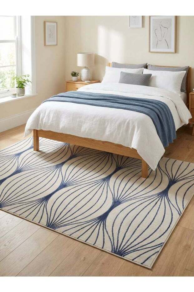 Carpet Rug Woven with Soft Texture | Polygon Rhythm Design - Blue