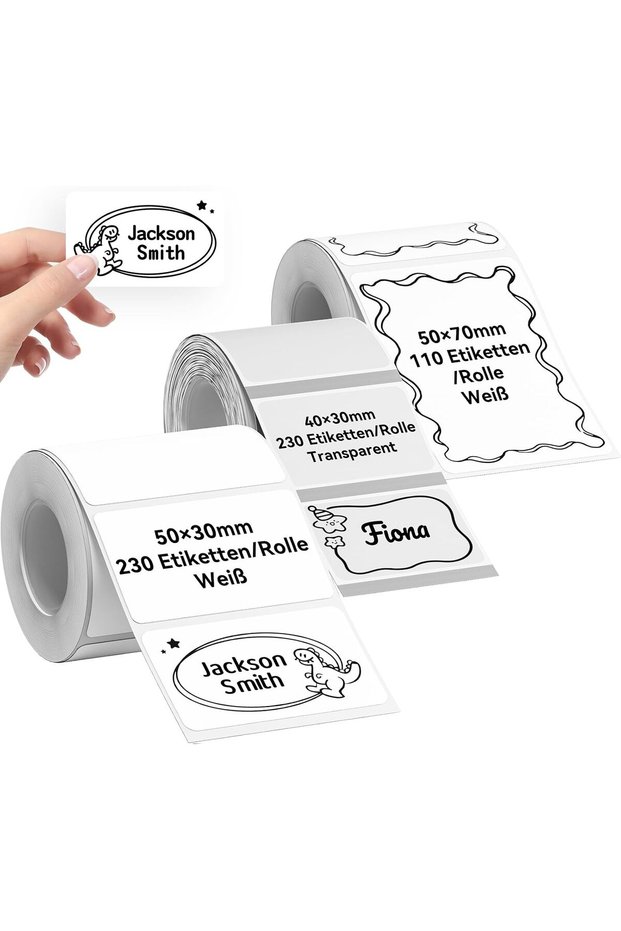 Name Badges for B1 B21 B31 B3S K3 Label Printer, 50 x 30 mm White, 50 x 70 mm White, 40 x 30 mm Transparent, 3 Rolls Thermal Label Tape