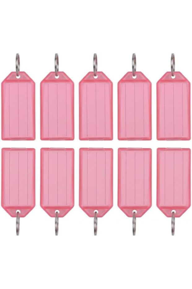 50 Pcs Durable Plastic Key Tags with Split Rings & Blank Paper Inserts, Name ID Labels for Keychains