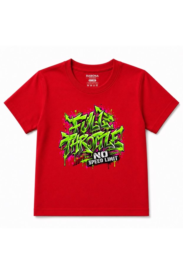 Full Throttle - No Speed Limit Neon Graffiti Kids Graphic T-Shirt