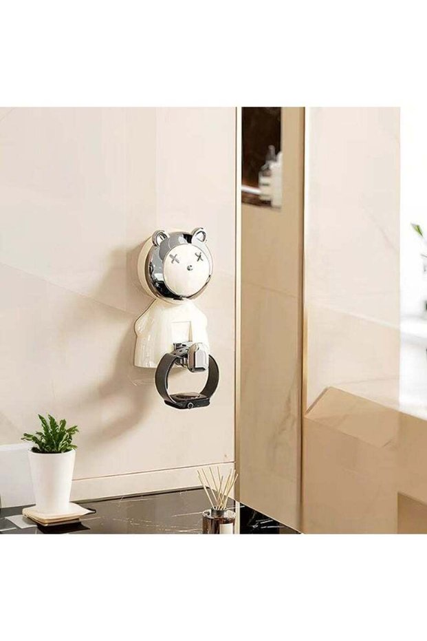 Waterproof Cute Design Adhesive Hook for Bathroom Coat, Towel, Purse, Keys, Bag Hanging, 6.4 x 5.4 x 10.8 cm, Cream/Silver