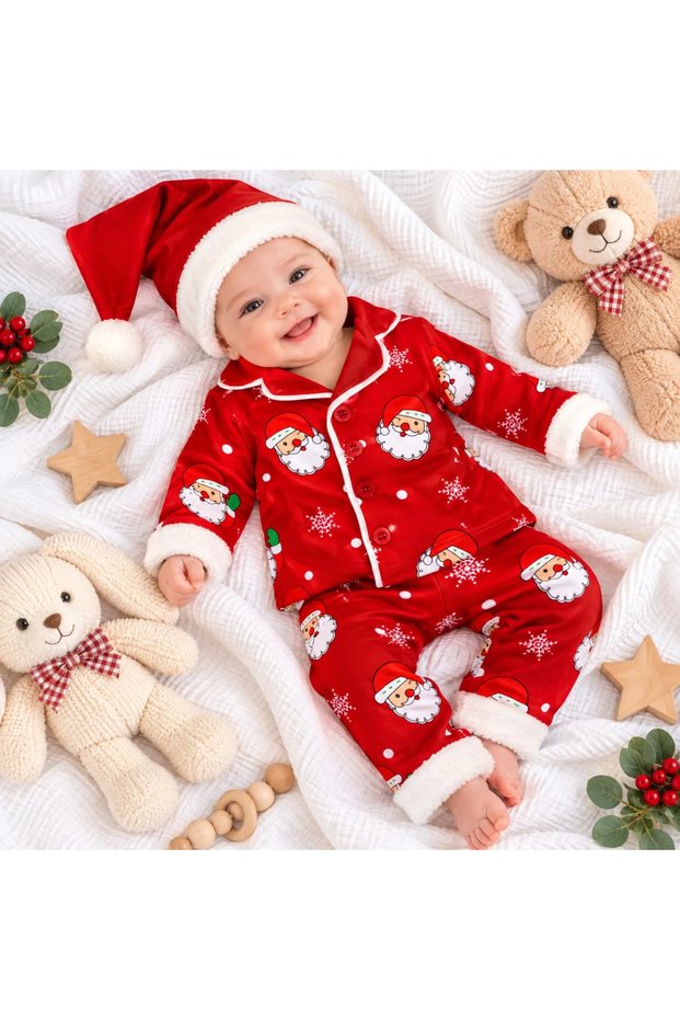 New Year Themed Buttoned Ponpn Hat 3-Piece Set