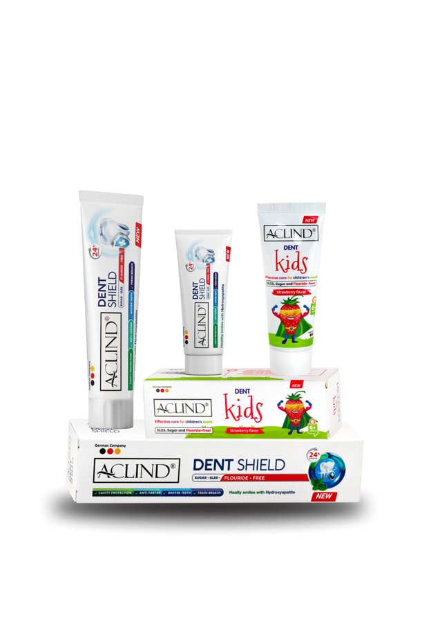 Family Toothpaste Set - Dent Shield 15 ml +100 ml + Kids 15 ml