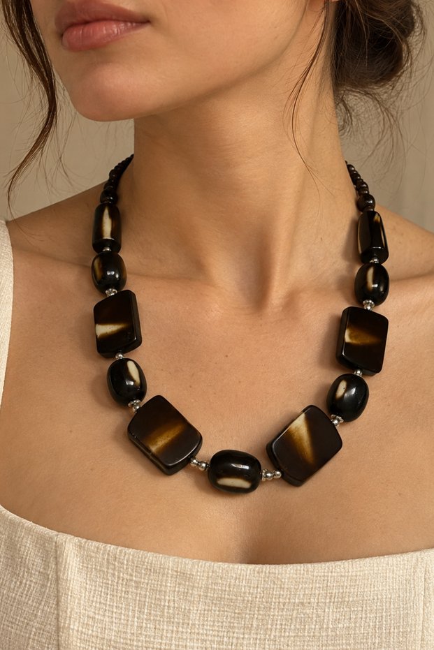 Women's Geometric Bead Detailed Stylish Design Necklace