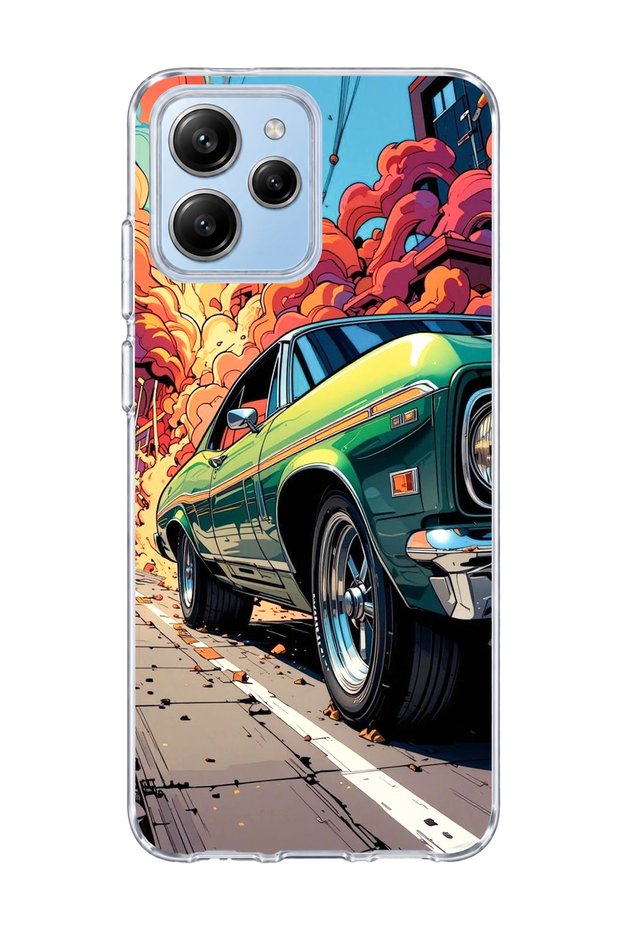 Poco M6 Pro 5g Compatible Green Classic Car Printed Transparent Phone Case