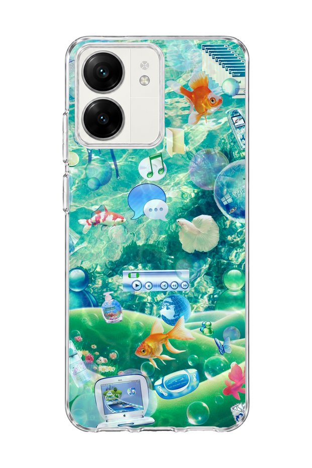 Redmi 13C Compatible Underwater Fish Printed Transparent Phone Case