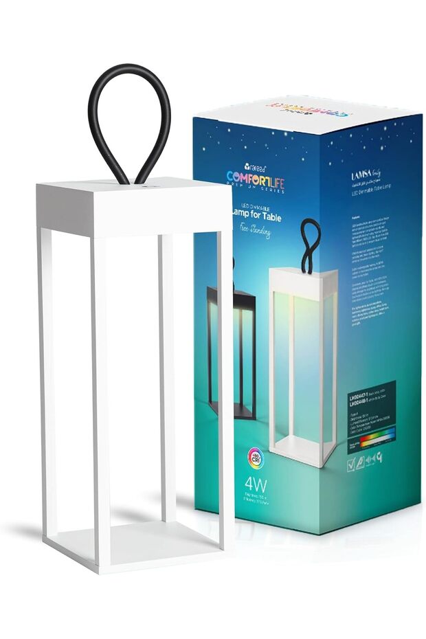 مصباح طاولة LED (أبيض) لاسلكي قابل لإعادة الشحن - تحكم باللمس قابل للتعتيم، مقاوم للماء IP54، محمول