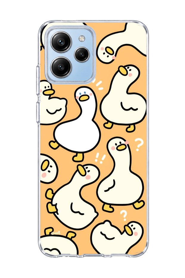 Poco M6 Pro 5g Compatible Cute Duck Orange Printed Transparent Phone Case