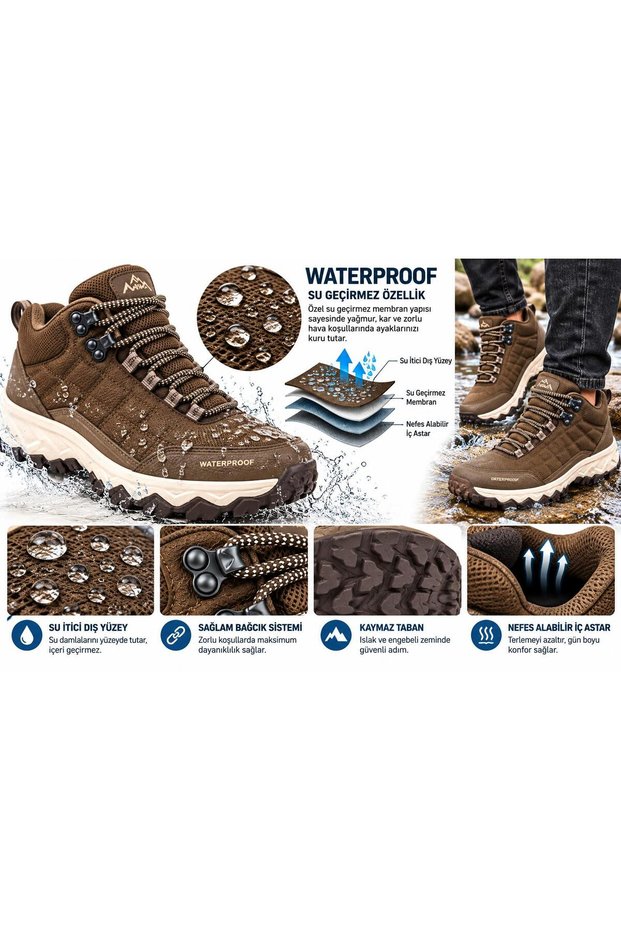 Lang Hi Unisex Non-Slip Warm Sole Waterprof Guaranteed Waterproof Garantili Otadour Boots