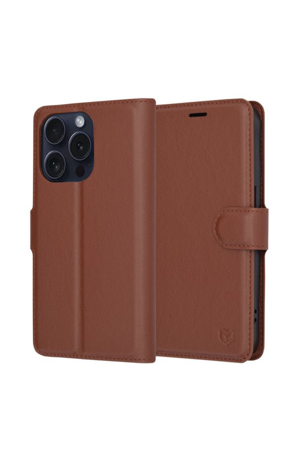 Husa iPhone 15 Pro Leather Folio, maro