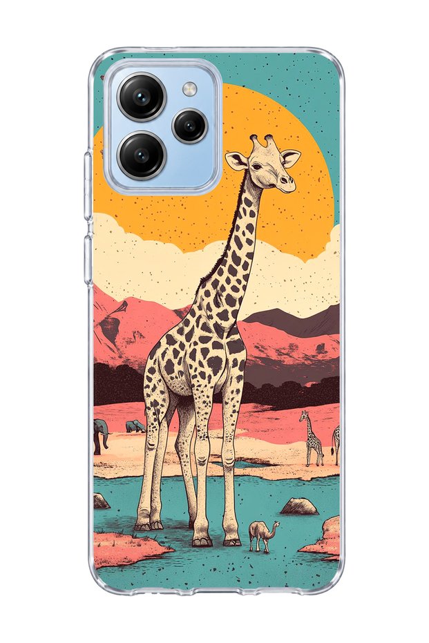 Poco M6 Pro 5g Compatible Giraffe Sunset Printed Transparent Phone Case