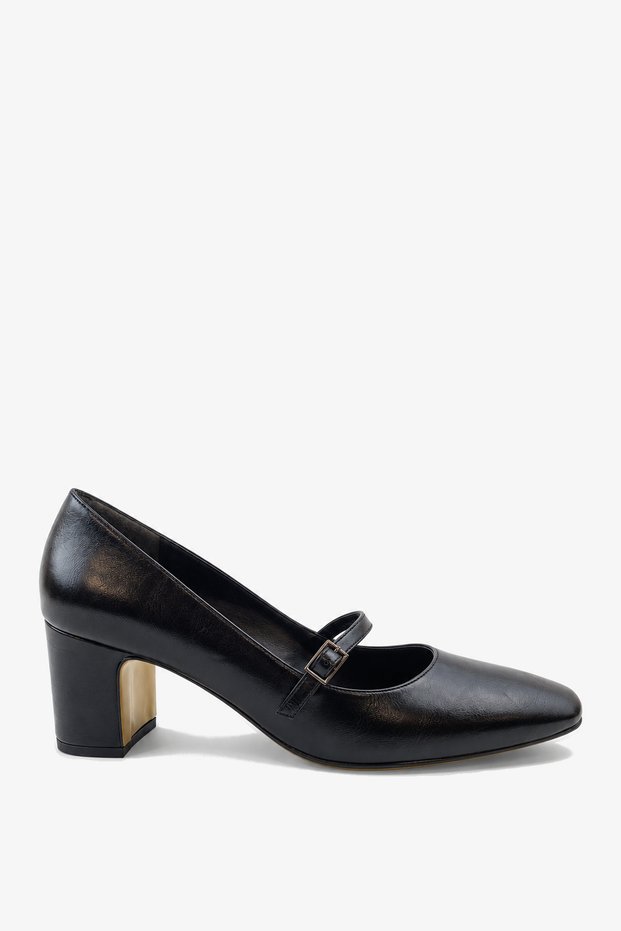 Women's Pointed Toe Thick Heeled Shoes Meaty Black