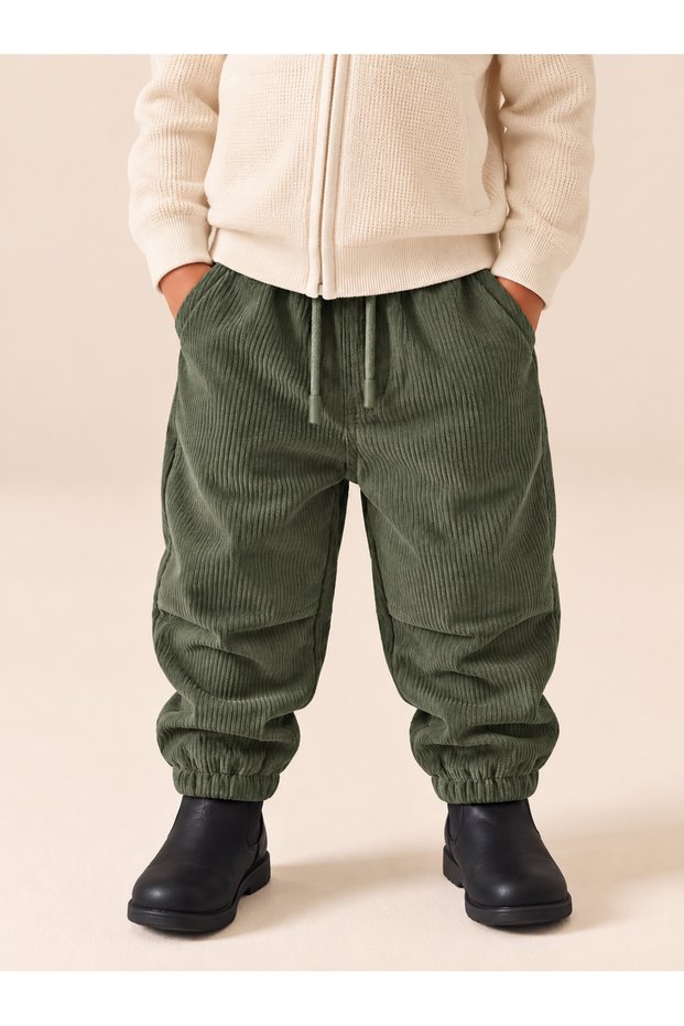 Boy's Elastic Waist 4-Pocket Corduroy Trousers Khaki