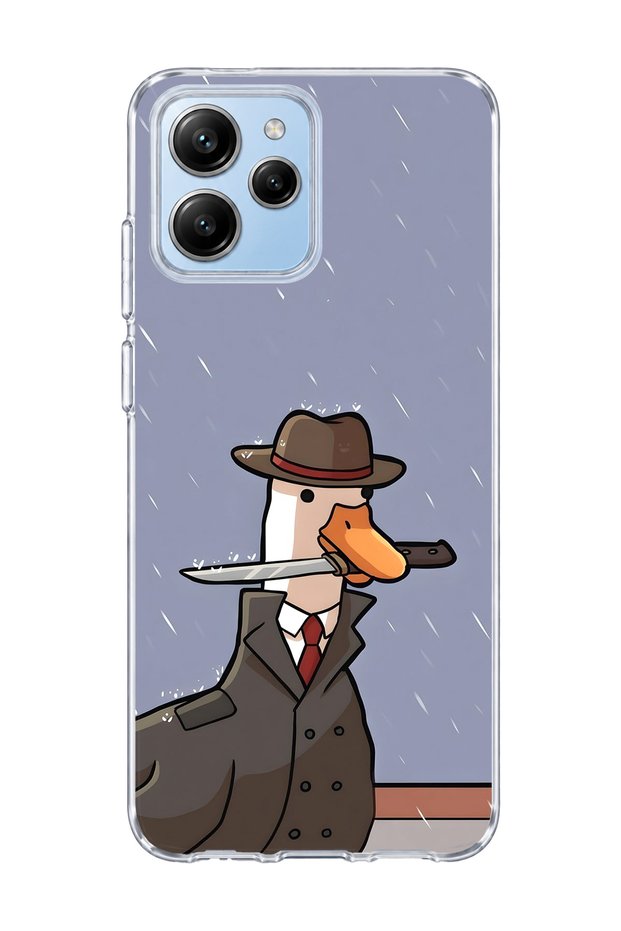 Poco M6 Pro 5g Compatible Hat Detective Goose Printed Transparent Phone Case