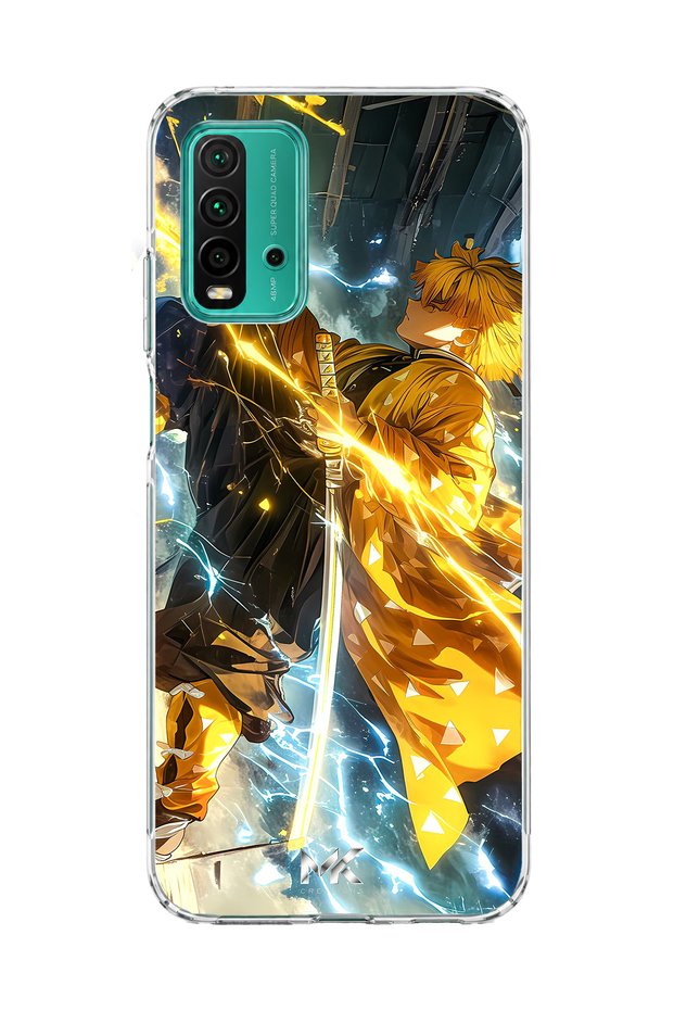 Redmi 9t Compatible Anime Lightning Sword Printed Transparent Phone Case