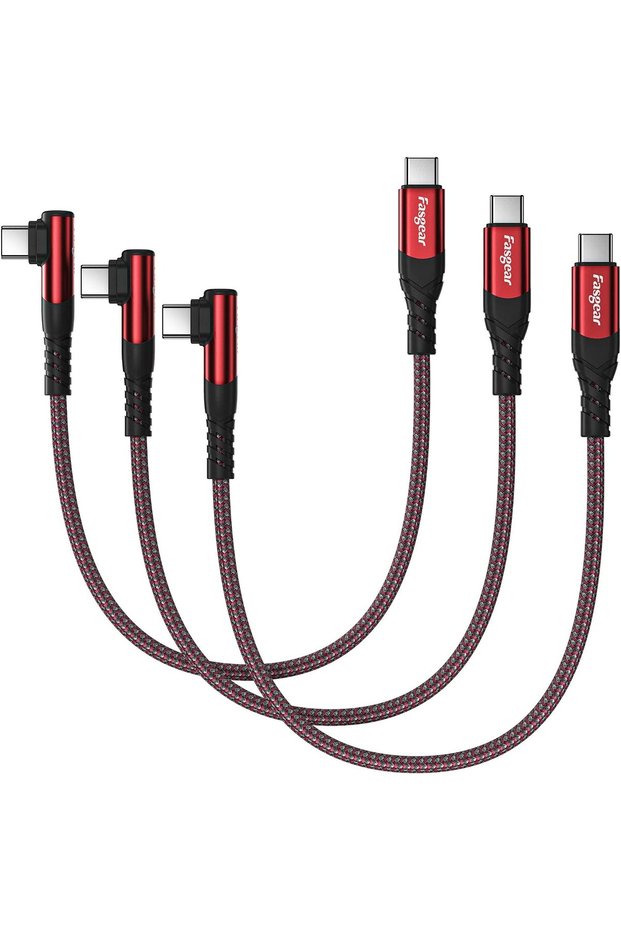 USB C to USB C Cable, 3 Pack 60W Type C Cable (1ft, Red)