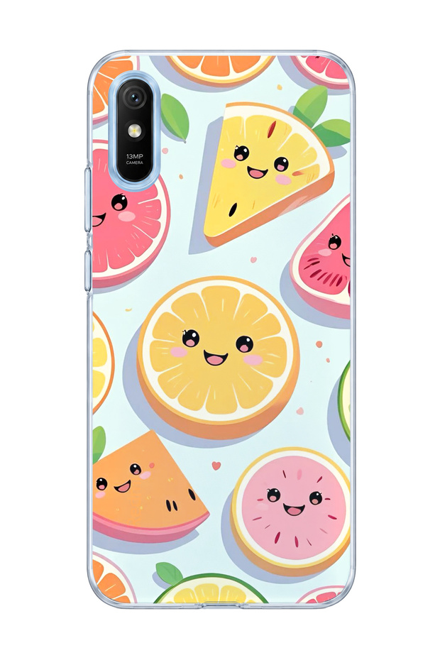 Redmi 9A Compatible Cute Fruit Slices Printed Transparent Phone Case
