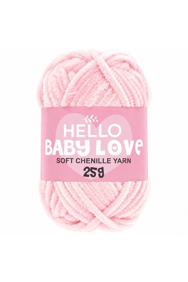 Baby Love 25 Gr Chenille Yarn 205 Pink – Soft Plush Knitting Punch and Amigurumi Yarn