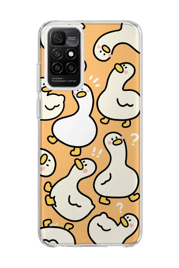 Redmi 10 2022 Compatible Cute Duck Orange Printed Transparent Phone Case