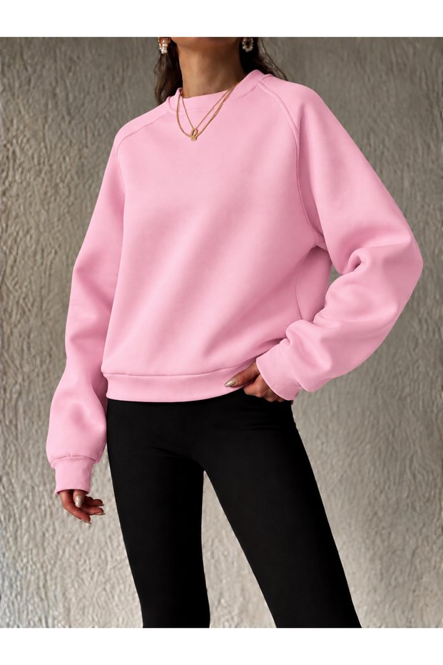Women's 3 Thread Crew Neck Raglan Sleeve Oversize Sweatshirt 0320