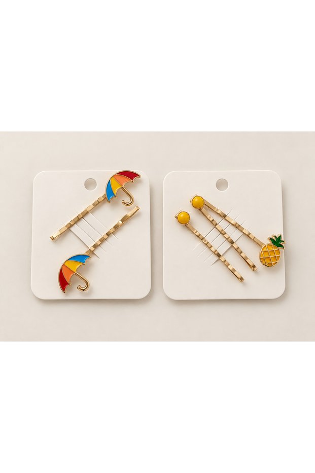Colorful Umbrella and Pineapple Five-Piece Wire Buckle Set 5.5cm