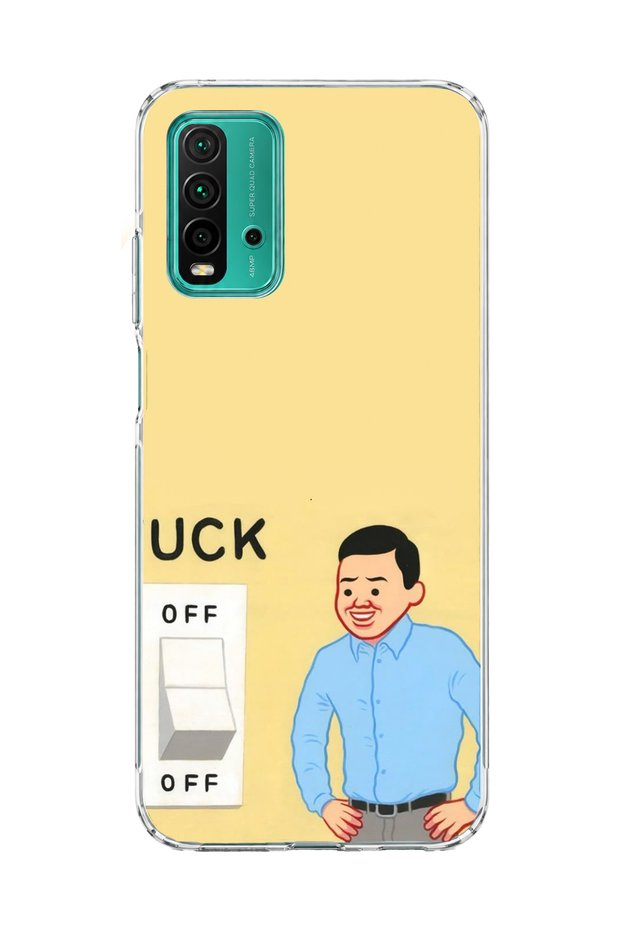 Redmi 9t Compatible Funny Man Yellow Printed Transparent Phone Case