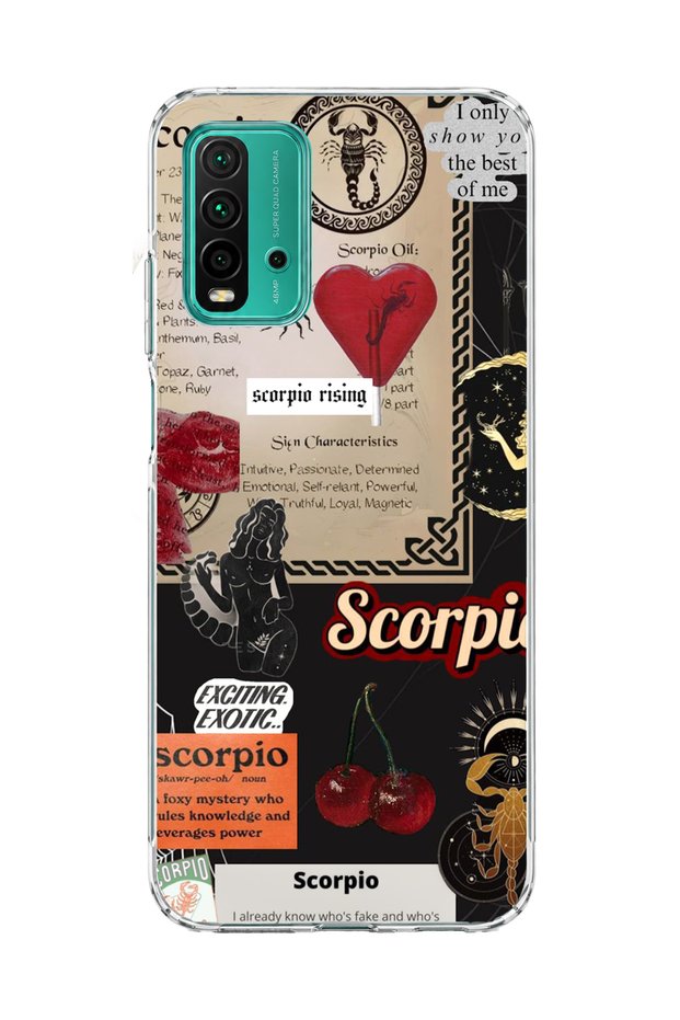 Redmi 9t Compatible Scorpio Sign Printed Transparent Phone Case