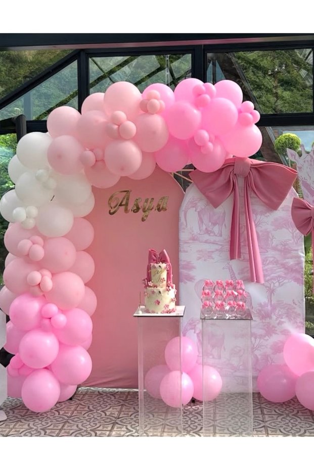 Pink and White Balloon Chain Set of 100