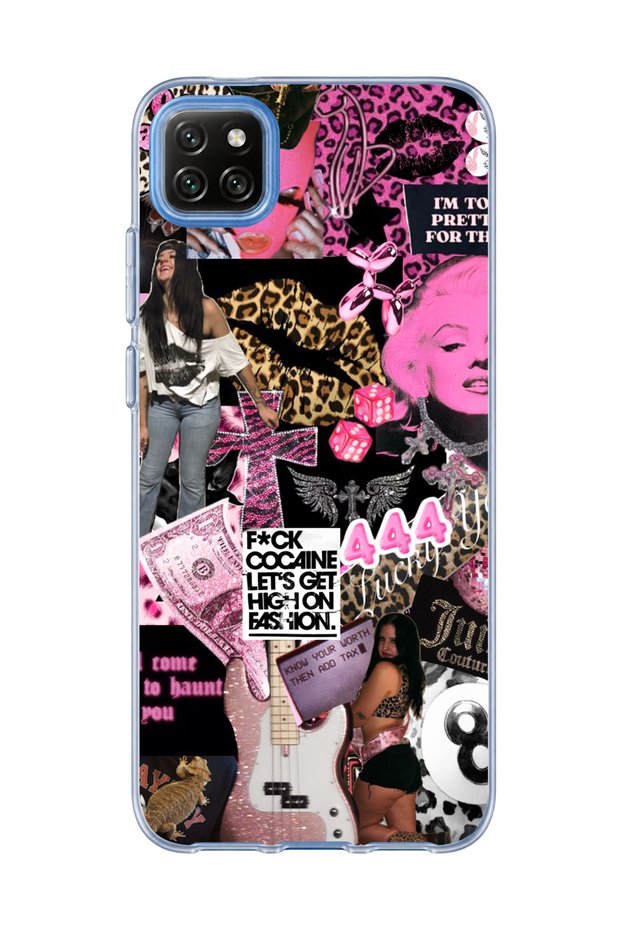 Redmi 9C Compatible Pink Leopard Fashion Printed Transparent Phone Case