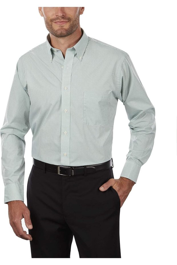 Men's Regular Fit Gingham Button Down Collar Dress Shirt