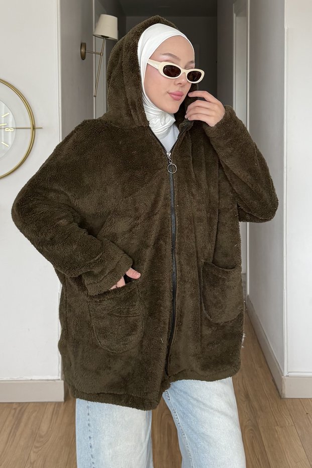 Oversize Plain Plush Cardigan